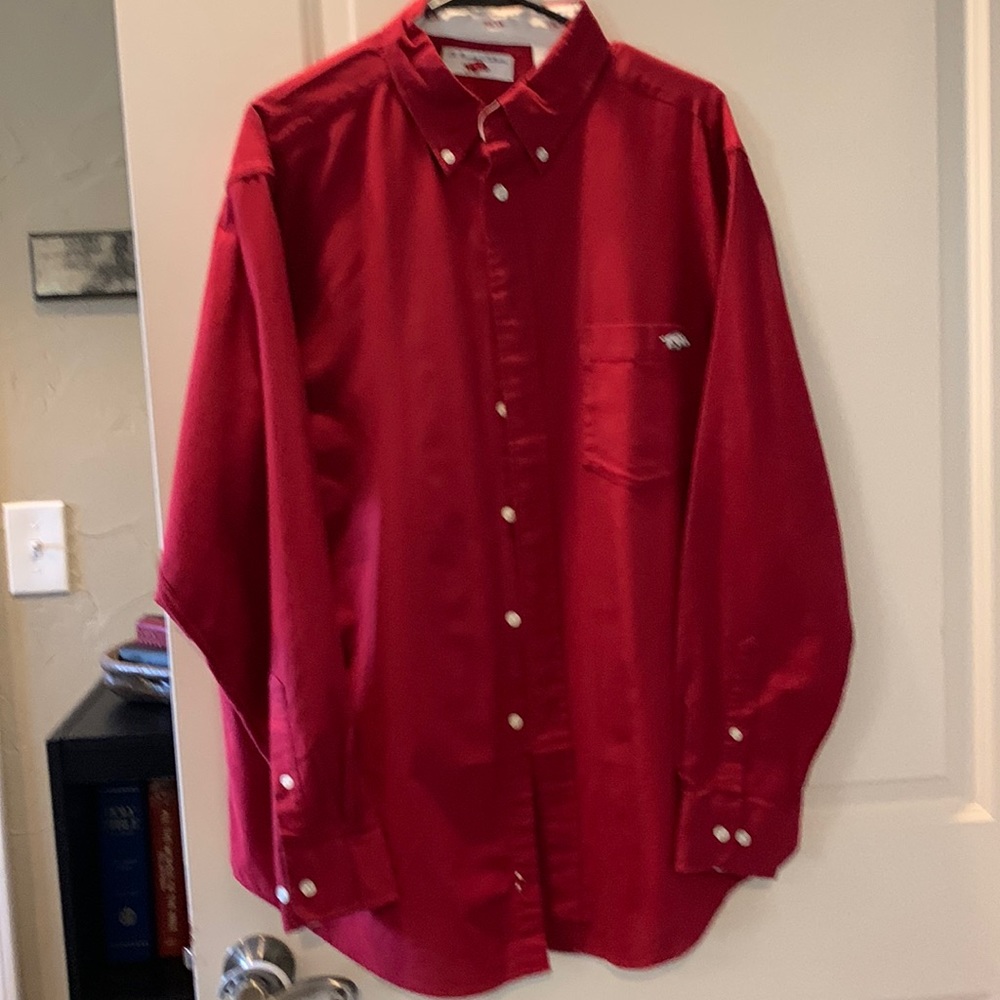 Men button down shirt Razorback Collection Large red like new